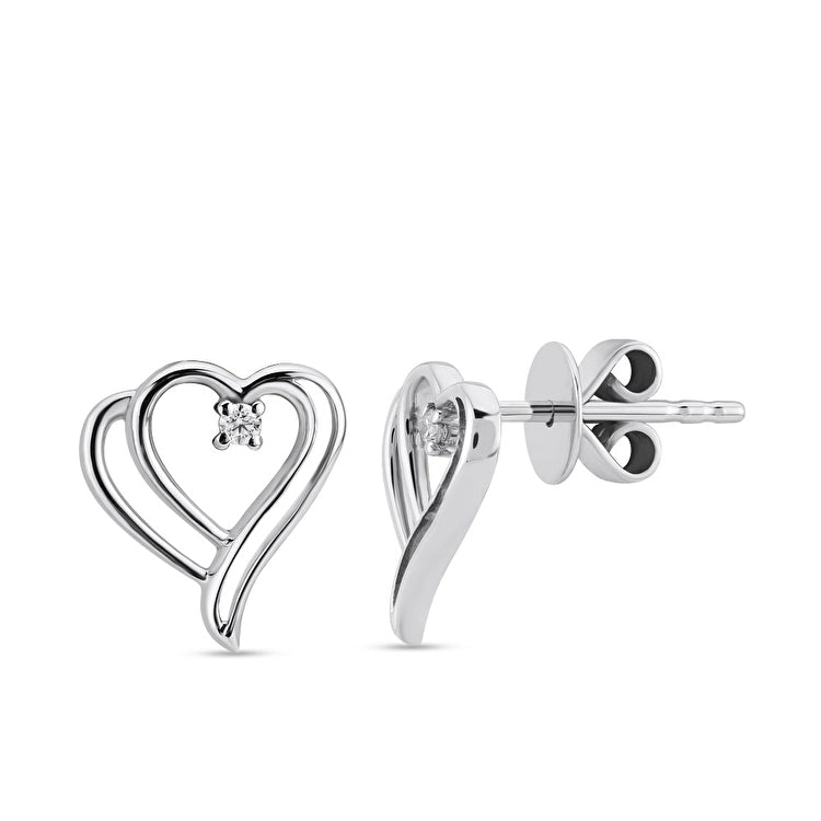 0,03 Karat Kalp Pırlanta Küpe