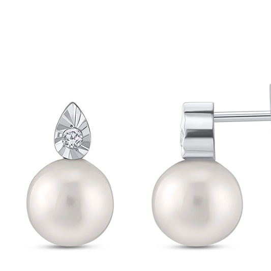 0,04 Karat İnci Pırlanta Küpe