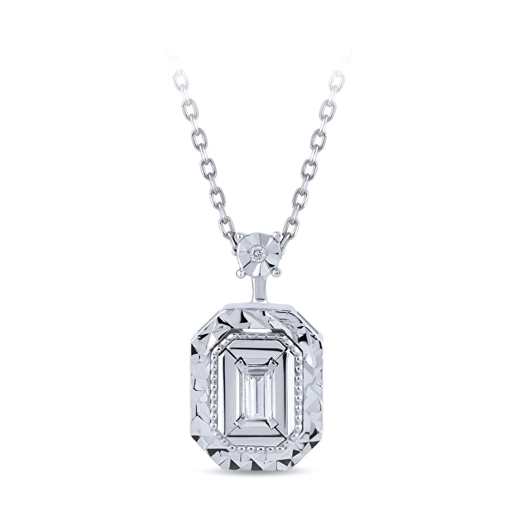 0,03 Karat Baget Pırlanta Kolye