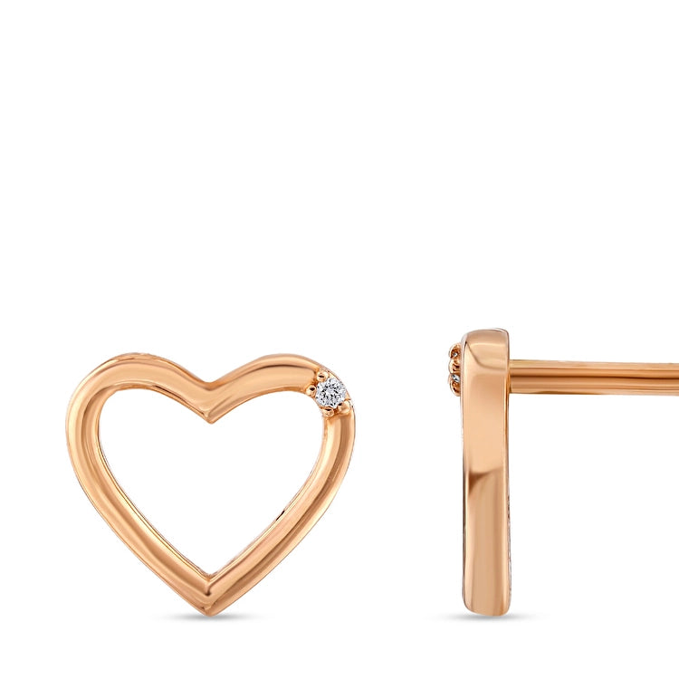 0,01 Karat Pırlanta Kalp Küpe