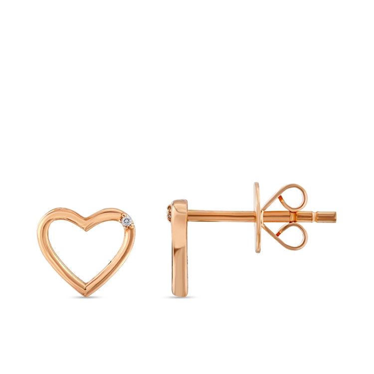 0,01 Karat Pırlanta Kalp Küpe