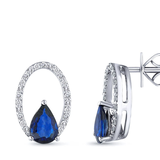 0,89 Karat Pırlanta Safir Küpe