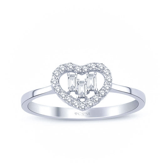 0.22 Karat Pırlanta Baget Kalp Yüzük