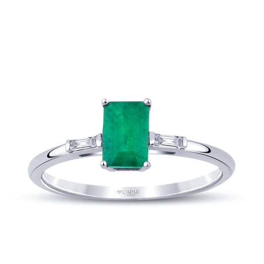 0.59 Karat Pırlanta Zümrüt Yüzük