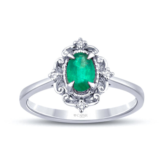 0.42 Karat Pırlanta Zümrüt Yüzük