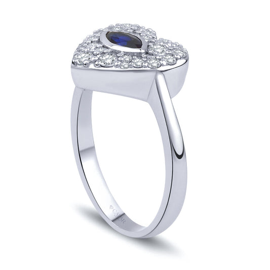 0.70 Karat Pırlanta Kalp Safir Yüzük