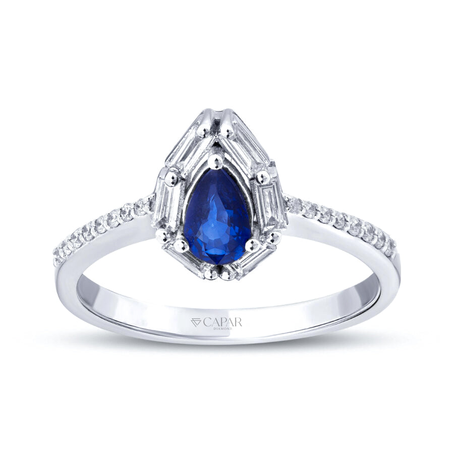 0.66 Karat Pırlanta Safir Yüzük