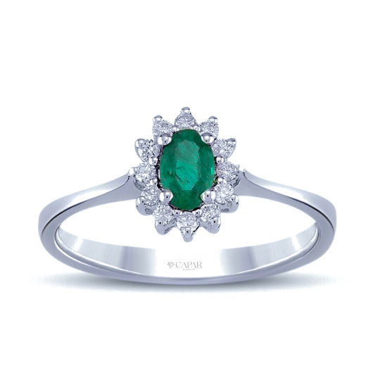 0.35 Karat Pırlanta Zümrüt Yüzük