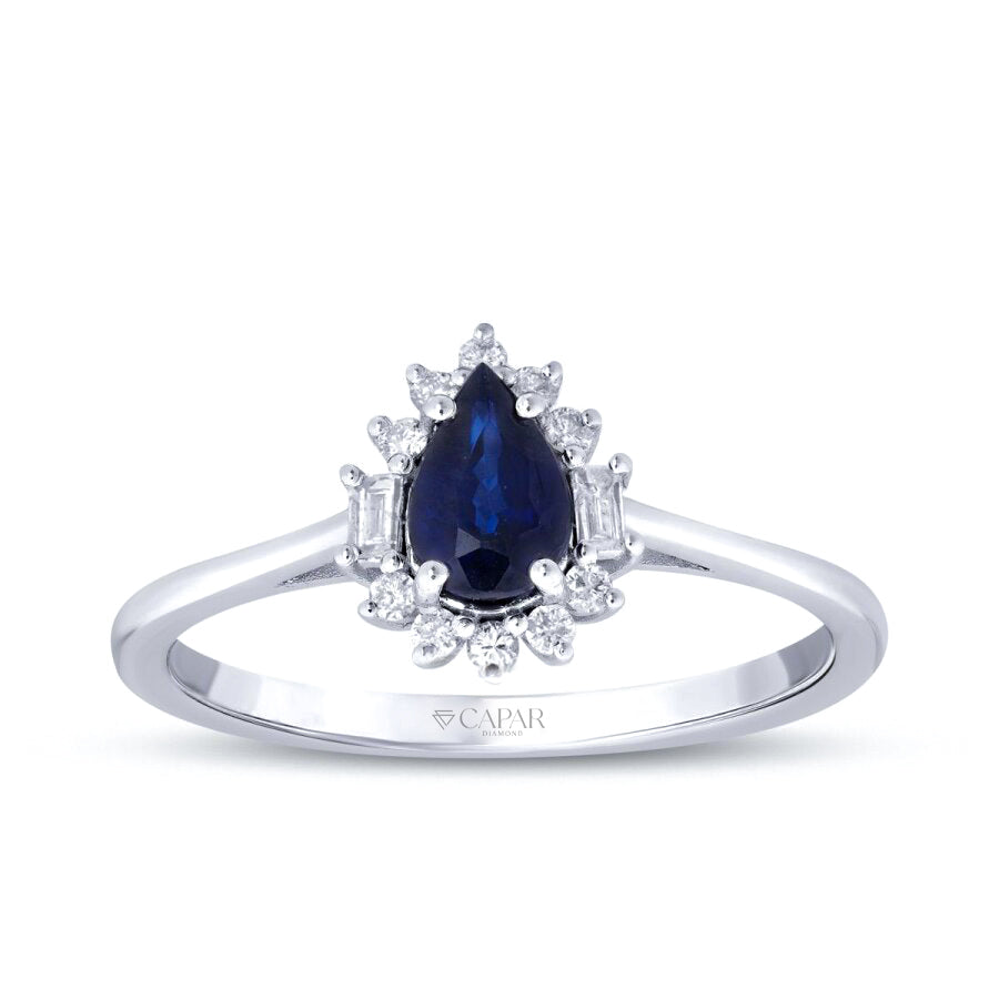 0.59 Karat Pırlanta Safir Yüzük