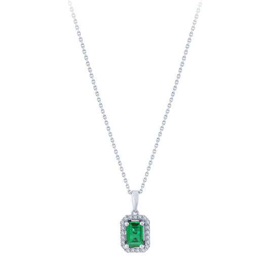 0.77 Karat Pırlanta Zümrüt Kolye